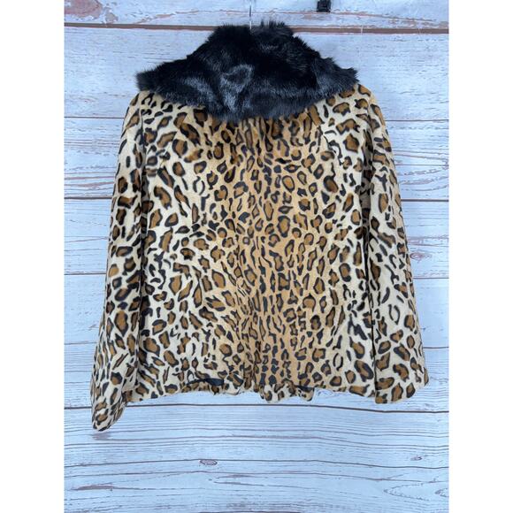 Velvet by Graham & Spencer Leopard Print Faux Fur Coat Jacket Size XS - Picture 11 of 15